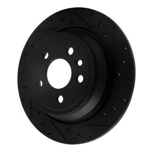 Land Rover LR2 Brake Rotor (1) - Rear Right - R1 Concepts - Drilled & Slotted - Black - `13-`15